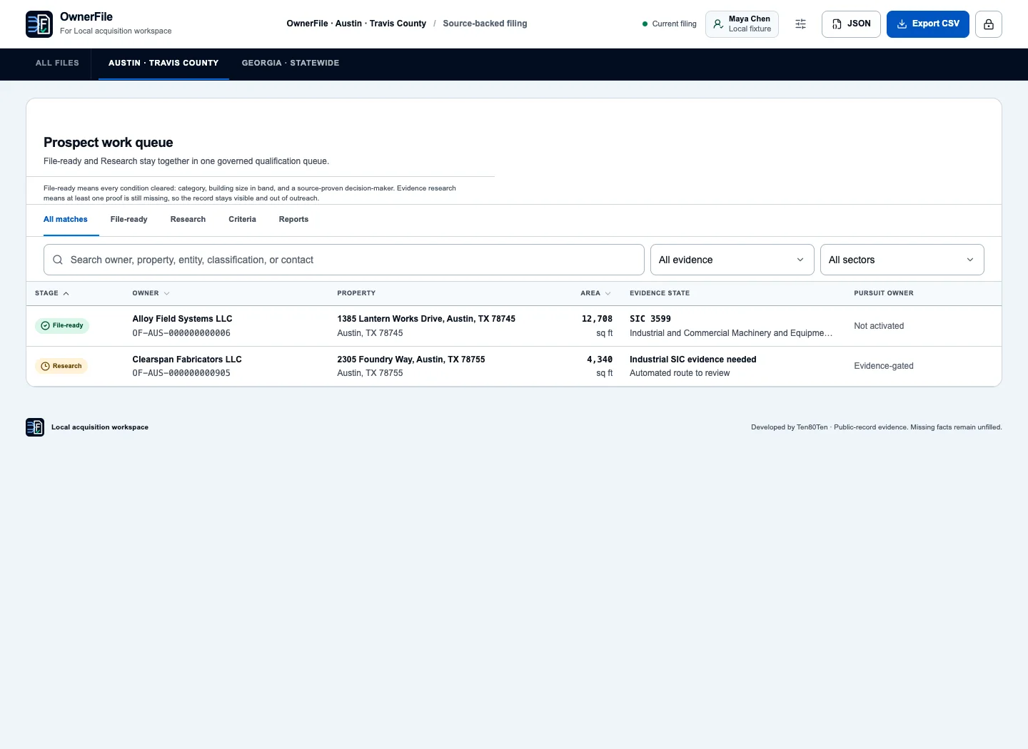 Live interface with identifying details replaced.
